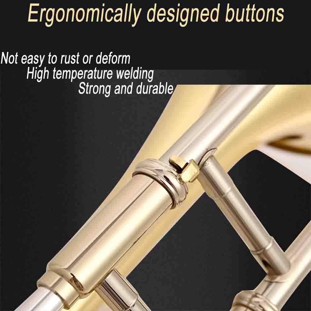 Classic Trombón alto para principiantes,en tonalidad de mi bemol y si bemol, instrumento de metal lacado,trombón alto en mi bemol,Incluye estuche, boquilla, guantes y paño de limpieza