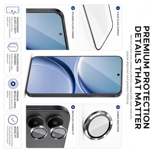 Image of ArmourPro Edge to Edge Tempered Glass for Redmi Turbo 5 with Black Camera Ring Guard, 9H Screen Protector, Anti-Scratch, Anti-Fingerprint, Bubble-Free Installation Kit