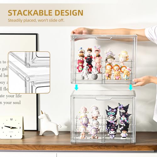 Image of 4Tier Display Case for Collectibles,Clear Display Box with 2 Stands ,Storage Container with Magnetic Door