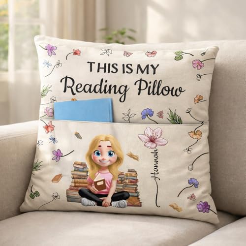 Peties.com Personalized Pocket Pillow - Birthday Gift, Reading Cushion, Book Lover Keepsake - My...