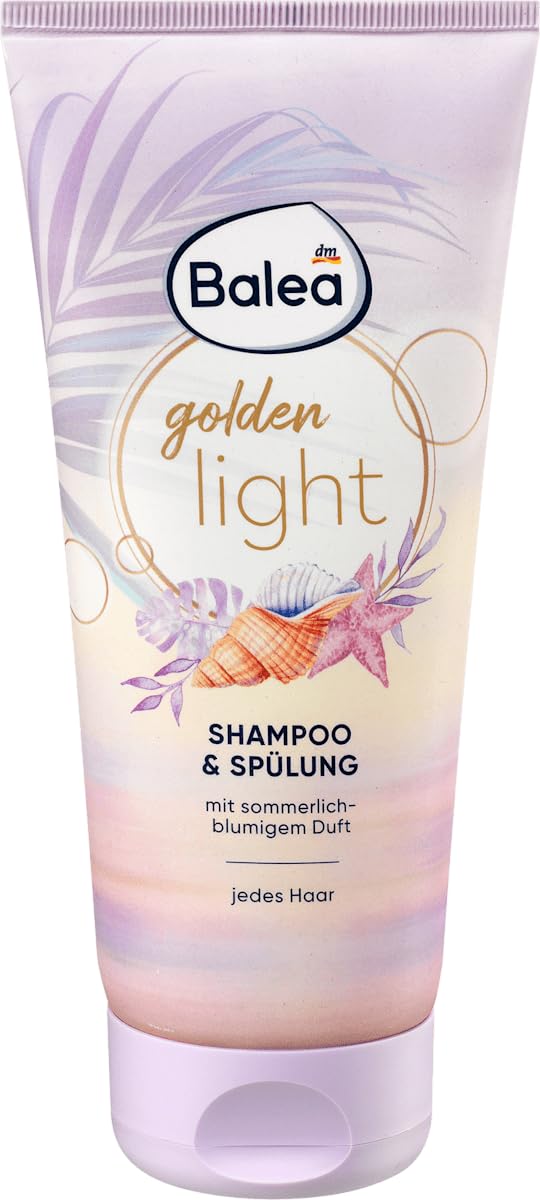 Balea 3er-Set Haarpflege: Shampoo & Conditioner Joyful Times Reinigung & Pflege mit blumig-fruchtigem Duft, 200 ml + Haarshampoo & Spülung Golden Light für seidig weiches Haar, 2 x 200 ml (600 ml)