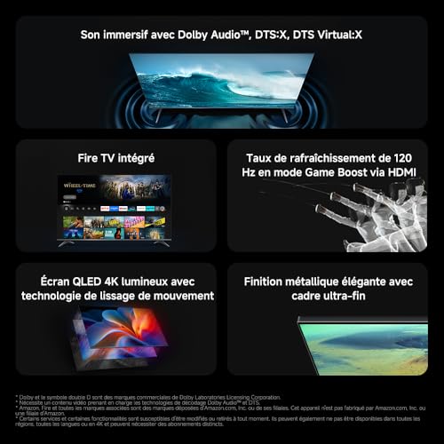 Xiaomi TV F Pro 75 190 cm 75 Pouces 4K UHD QLED Smart TV Fire OS8 Contrôle Vocal Alexa HDR10+ Mode Game Boost 120Hz MEMC 2Go+ Compatible avec Apple AirPlay - vue 2