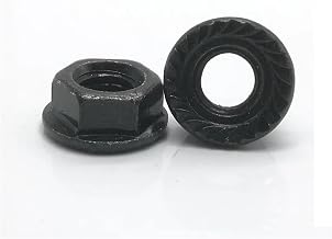 Tuerca de brida, 20-50 piezas DIN6923 M3 M4 M5 M6 M8 Tuerca de flor hexagonal de zinc negro antideslizante antideslizante (color: acero al carbono negro, tamaño: M6 20 piezas)(M5 20pcs)