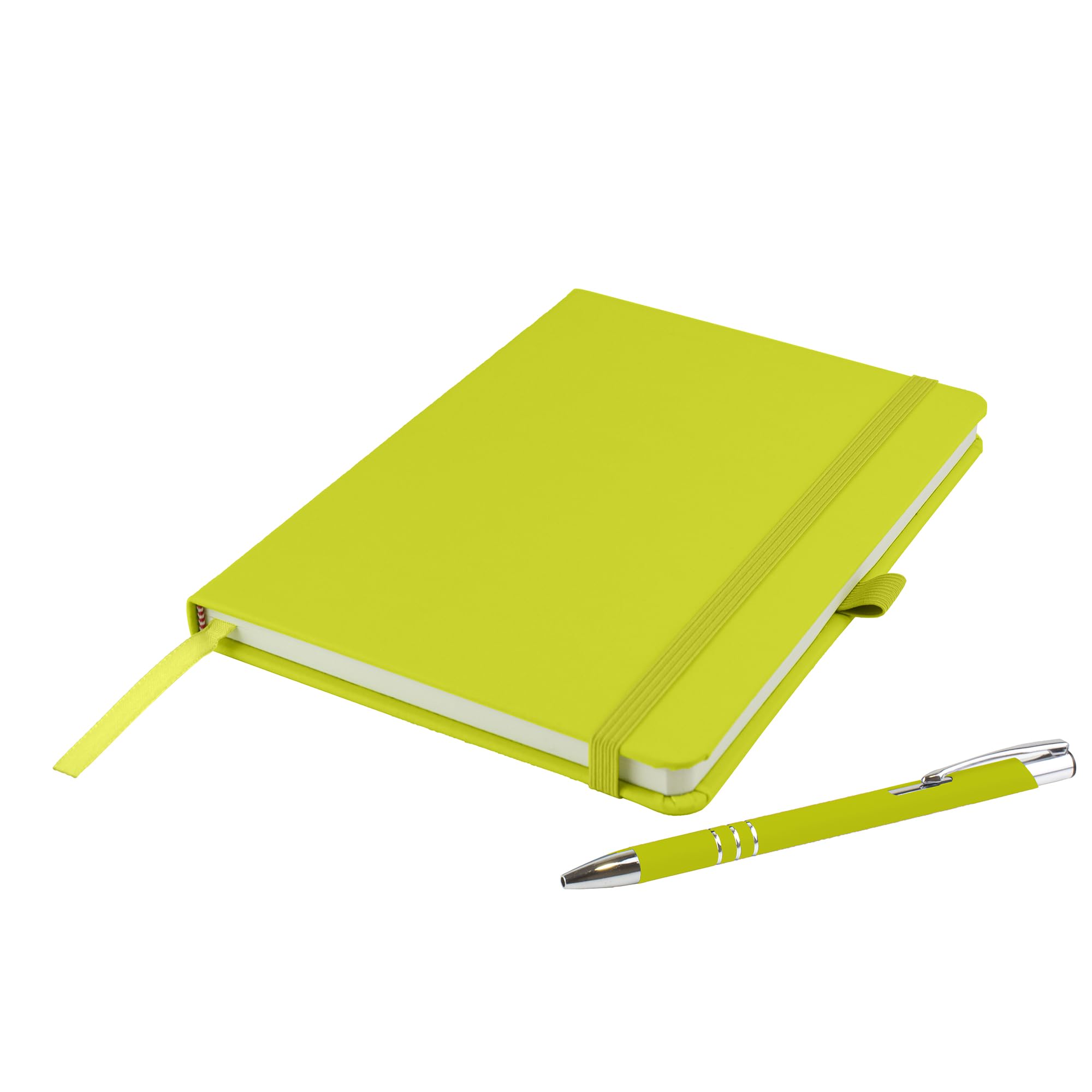 That's My Pencil A5 Notebook/Journal with Matching Pens, Lined Pages, Ribbon, sustainably sourced paper (Lime Green)