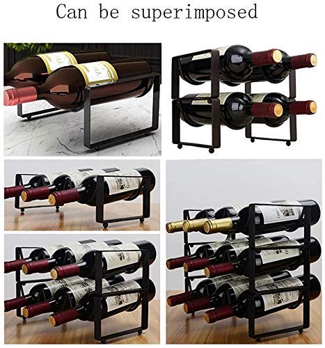 Soporte para Botellas de Vino de Metal Apilable Negro miniatura 6