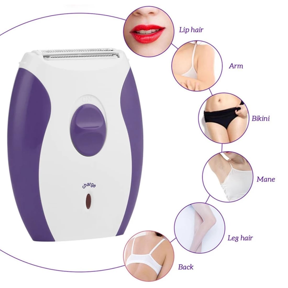 Small Km-280R Recharge Able Double Shaver Lady Shaver For Bikni Line, Under Arms, Hands And Legs (Purple, Pack of 1) 2