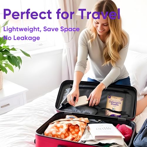 Image of Fisroa Travel Laundry Detergent Sheets 120 Loads Lavender