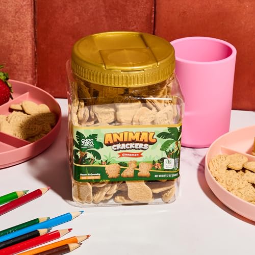Image of ChocZero Sugar Free Animal Crackers, Gluten Free Cinnamon Cookies, No Sugar Alcohols, Keto, Low Carb, High Fiber, 12 oz Tub