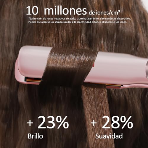 Miniatura 4 de Faszin Planchas Del Pelo 2 En 1, Calienta En 20s Plancha Pelo, De Titanio Con Iones Plancha De Pelo, Pantalla Lcd Clara, Ideal Para Alisar, Rizar Y Crear Ondas Rosa