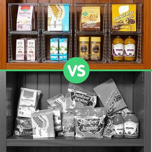 XWYWX 4 Cajones Apilables Medianos, Organizadores Acrílicos Transparentes con Asas, Fácil Montaje para Baño, Cocina Bajo Fregadero, Gabinete, Armario, Maquillaje y Despensa - imagen 7