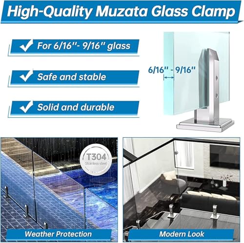 Pinza de suelo para vidrio en piscinas y terrazas exteriores modernas 4
