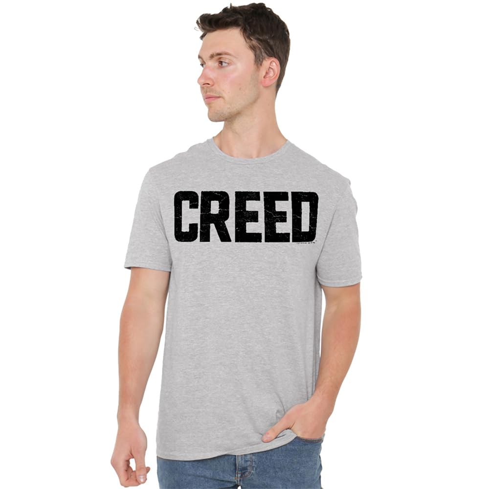 Creed Unisex Grey Cracked Logo T Shirt, Athletic Heather In | Size: 5XL