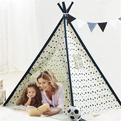 Frunimall tipi tent voor kinderen/meisje met gekleurde vlag, opvouwbare kinderen Indian Wigwam speelhuisTent Indiase speeltent voor kind wit voor binnen en buiten beige - Afbeelding 3