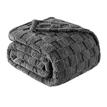 Exclusivo Mezcla Double Size Flannel Fleece Blanket, Super Soft and Warm Lightweight Checkered Pattern Blankets for All Seasons, 150x200 CM, Dark Grey