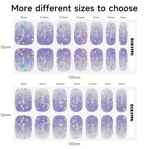 DUKASOU Semi Cured Gel Nail Strips, 28pcs Gradient Love Gel Nail Strips Work with Any UV Light, Gel Nail Stickers Full Nail Wraps for Women Girls Kids DIY Gift, Include Prep Pads, Nail File&Wood Stick - Thumbnail 6