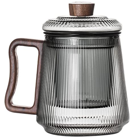 Taza de café de cristal, tazas de café/té de vidrio, taza de té de vidrio resistente al calor china de 420 ml, taza de separación de agua de té, taza de filtro de oficina