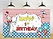 Blue Dots Red Stripes Backdrop Party Supplies Dr Seuss Birthday Theme Photo Background Cat in The Hat Banner for Birthday Party Caketable Decoration 5x3ft