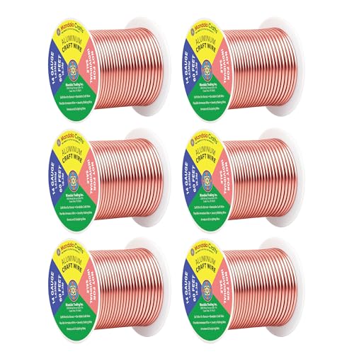 Image of Mandala Crafts 14 Gauge Rose Gold Tone Combo Anodized Aluminum Craft Wire | 330 FT, Colored, Flexible, Bendable for Bonsai Armature Sculpting Wire Wrapping Jewelry Making, Weather & Tarnish Resistant