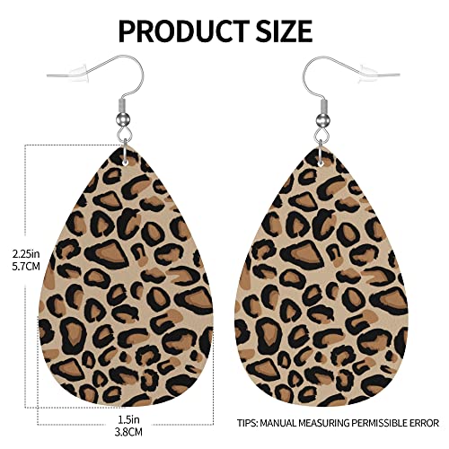Zthll Faux Leather Teardrop Earrings For Women,Leopard Print Western Earrings For Girls Gift Drop Lightweight Dangle Earrings #TOP1