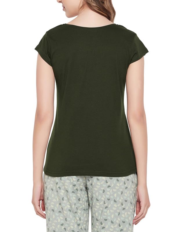 Image of Clovia Women Women's Cotton Solid Sleep Regular Fit Shirt (Lt5202P17)