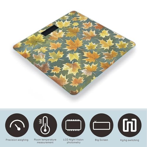 Báscula digital para baño con patrón de hoja de arce miniatura 3