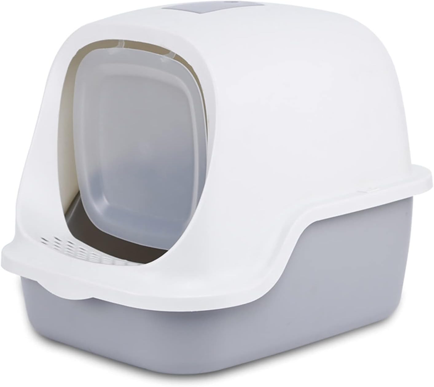Pet Toilet PottyLarge Enclosed Cat Toilet with Transparent Door Cover Splash-Proof Litter Box Pet Supplies Pet Pan (Grey)