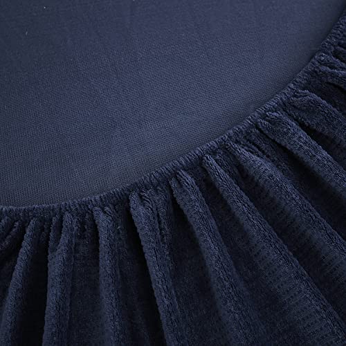 Memfydu Luxury Twin Bed Sheet Set With Extra Deep Pockets, Soft Micro Fleece 3 Pieces Warm Waffle Velvet Sheets Set Bedding Collection For All Seasons (Twin, Navy) #TOP6