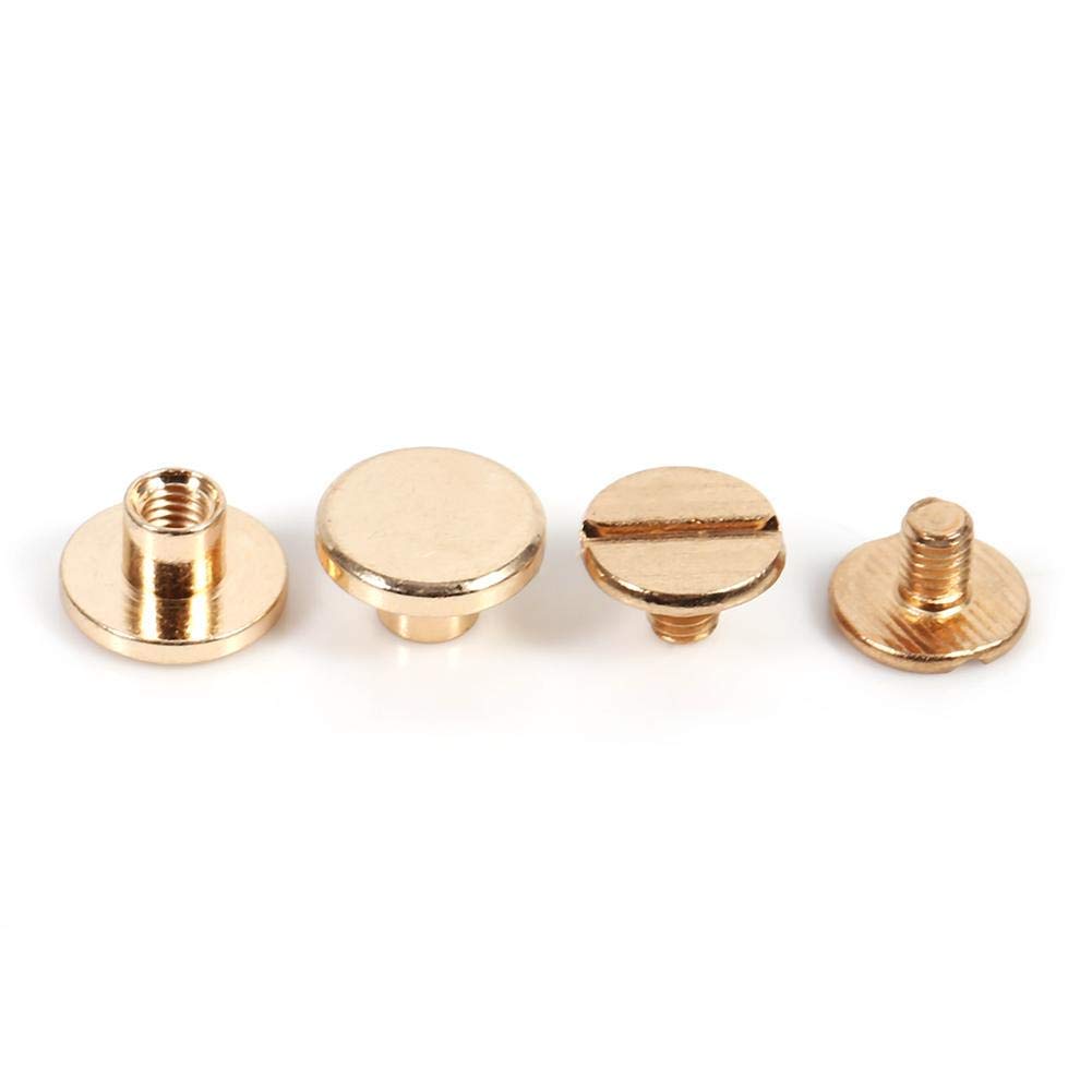 Heepdd As Shown Leather Rivets Kit, 10 Sets Solid Brass Flat Head Screwback Rivets For Leather Craft, 5Mm Cap Screw Studs For Bag Belt Repair And Bookbinding