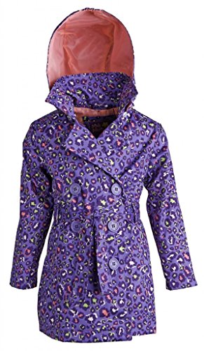 Image of Pink Platinum Girls Double Breasted Belted Leopard Spring Trench Coat Jacket - Orchid (Size 4)