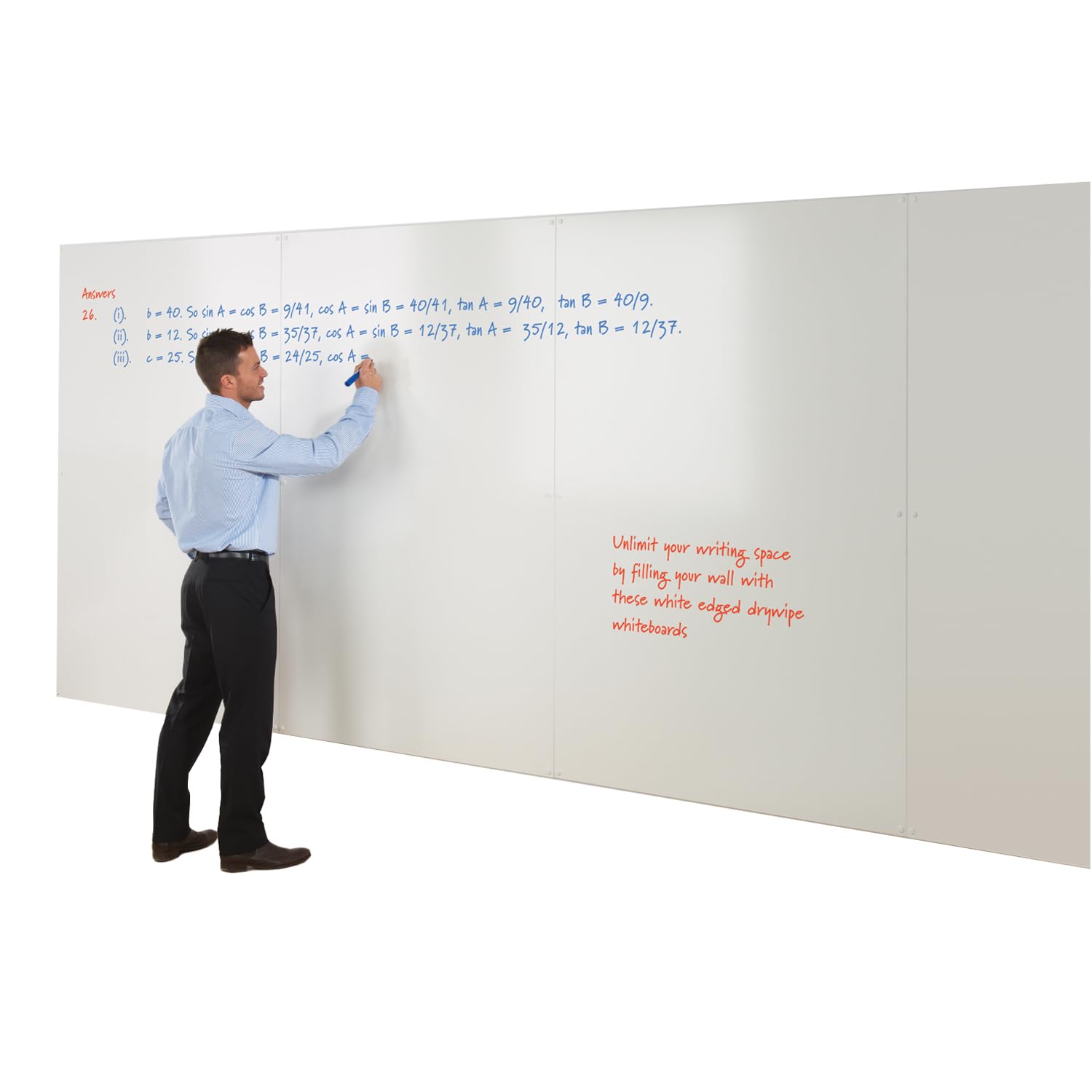 Wonderwall Modular Teaching Wall| Dry-Wipe Whiteboard |Double-Sided with feint Grid on Reverse| (90X60CM) - for Schools, Higher & Further Education, Offices & Industry