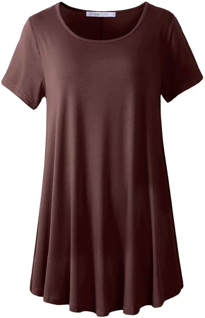 JollieLovin Women Plus Size Short Sleeve Summer Long Tunic Tops Loose Fit T-Shirt to Wear with Leggings(L-5X) - Image 7