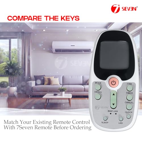 Image of 7SEVEN Compatible with Voltas AC Remote Control R09D /BGCE Model 3 Suitable for 1 | 1.5 | 2 Ton Split and Window Air Conditioner - Match Each Key by Key Exactly with existing AC Remotes Function