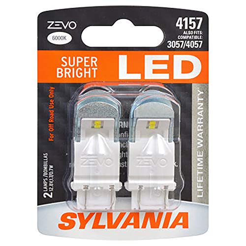 SYLVANIA - 4157 ZEVO LED White Bulb - Bright LED Bulb, Ideal for Daytime Running Lights (DRL) and Back-Up/Reverse Lights (Contains 2 Bulbs)