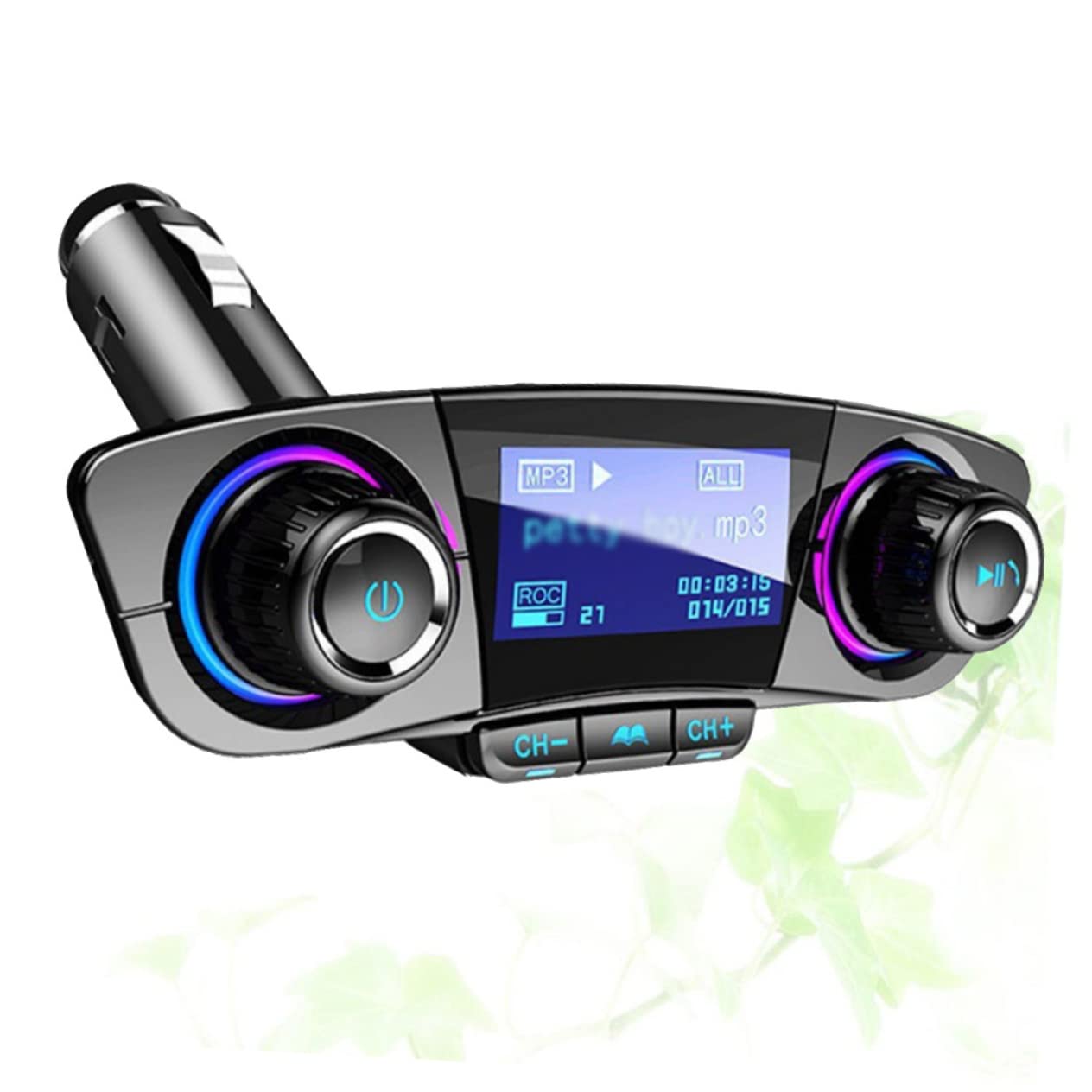 Lettore Mp3 Auto Multifunzionale Display LED e Tecnologia Wireless, Doppia Porta USB 2.1a, Funzione Vivavoce e Ricezione Fm per Audio e Chiamate in Guida