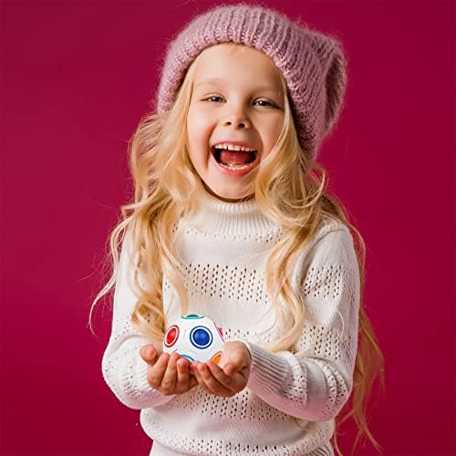 Coolzon Puzzle Ball, Magic Rainbow Ball Puzzle Cube 3D Puzzle Educational Toys Brain Teaser Stocking Fillers for Kids AdultsWhite