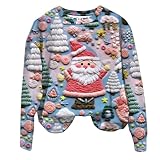 Eigenschaften: Dieses Weihnachtssweatshirt Weihnachtsmuster Weihnachtsbaum-Druck für Frauen Pullover Tops Casual Bluse Shirt Damen Rundhalsausschnitt Langarm Hoodie Harajuku Grafik Frau Hoodies Lässiger Stil Neuheit Druckdesign ist trendy und einzigartig, die Farben sind voll