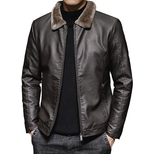 Veste d'hiver homme bomber en similicuir doublée et manteau pu chaud