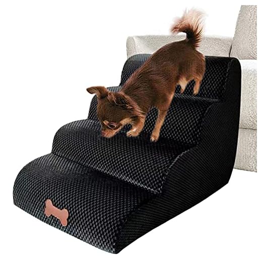Hearthxy Hundtrappa husdjurstrapp för små hundar säng soffa tvättbar hundlampa katttrappa 4 steg steg steg bäddsoffa assistance springa för hundar katter