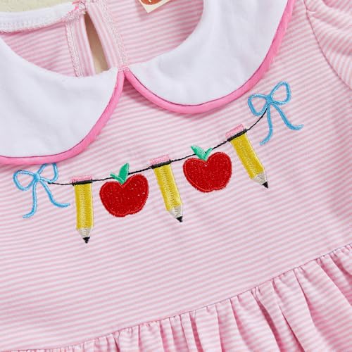 Kids Baby Girl Halloween Christmas Outfit Pumpkin Embroidered Doll Collar Puff Sleeve Dress Toddler Fall Clothes4