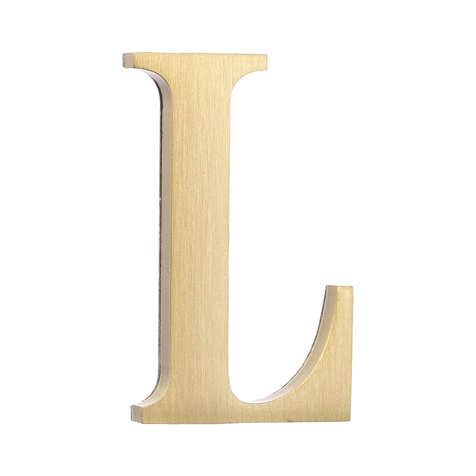 sourcing map 1.8 Inch House Letter, Brass Self-adhesive Mailbox Door Plaque, Brushed Finish Outdoor Address Sign for Office Hotel Apartments, Garden (Letter L, Gold Tone) โ image 1
