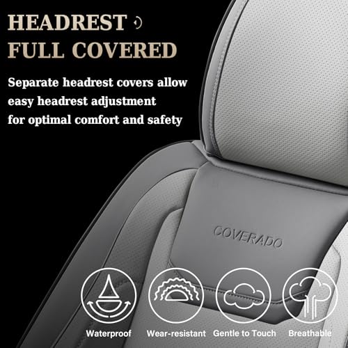 Image of Coverado Car Seat Covers, Front Covers for Cars, Car Seat Cover Front Seats, Automotive Seat Cover, Waterproof, Leather Car Seat Cushion, Universal Interior Covers Seat Protectors for Most Cars