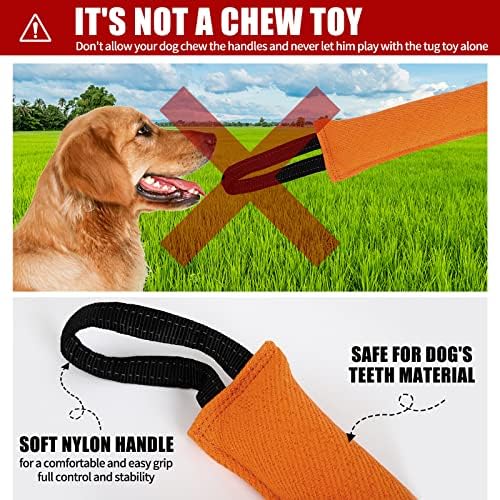 Dog Tug Toy,Dog Bite Tug with 2 Strong Handles,Dog Bite Pillow,Durable Dog Pull Toy,Jute Bite Toy for Medium to Large Dogs,Interactive Dog Toys for Tug of War,Fetch,Puppy Training Interactive Play