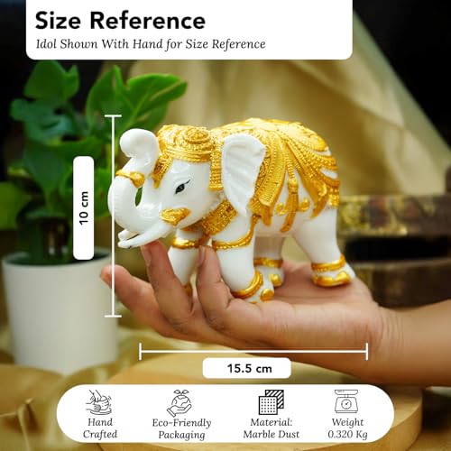 Image of Ekhasa Elephant Show Pieces for Home Decor Living Room Decorative Items | Showpieces Gift Items for Decoration | Center Table Tv Unit Showcase Shelf Office Desk Interior Artifacts Vasthu Statue