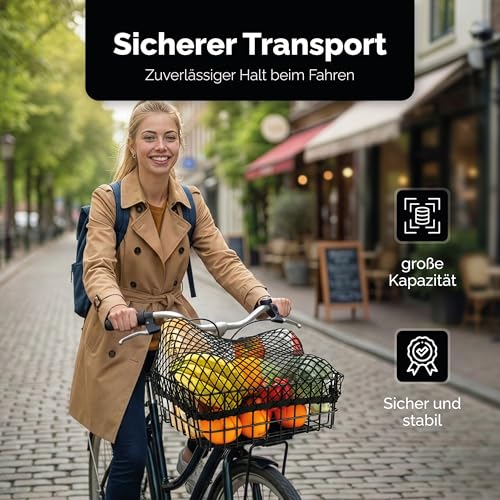 VELORO Gepäcknetz für Fahrrad - Stabil & Flexibel - Netz für Fahrradkorb hinten - Passend für Gepäckträger & Motorrad - Fahrradkorbnetz/Spannnetz Klein - Sicherheit & Ordnung unterwegs