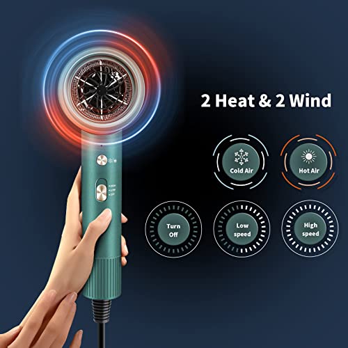Ionic Hair Dryer - Kingdom Cares Compact Travel Hair Dryer Blow Dryer Portable Hairdryer, Mini & Light Weight & Fast Drying For Women And Men With Cool Air Setting & Concentrator Nozzle Attachment #TOP4