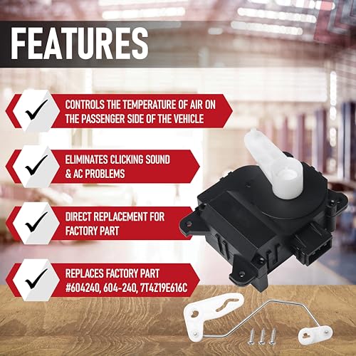 Image of HVAC Air Blend Door Actuator Replacement by AA Ignition - Passenger Side - Compatible with Ford & Lincoln Vehicles - 2007-2014 Edge, 2007-2015 MKX - Replaces 604-240, 604240, 7T4Z19E616C - Right Main