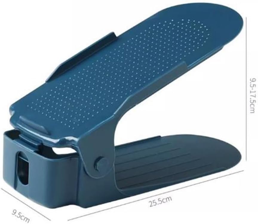 Shoe Slots Organizer Blue PP Shoe Slot Organizer, Double Layer Adjustable Height Shoe Rack, Space Saving (Color : Blue, Size : 10pcs)