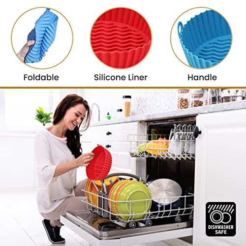 2 Pcs Silicone Air Fryer Liners 8 Qt With Tongs, Air Fryer Liners, Airfryer Liners, Fry Away, Silicone Air Fryer Liners, Air Fryer Silicone Liners, Air Fryer Liner Reusable, Silicone Air Fryer Basket #TOP4