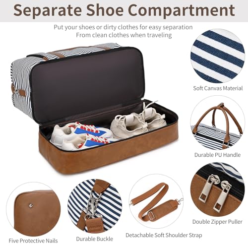 Weekender Bags for Women Overnight Bag with Shoe Compartment and Toiletry Bags Large Travel Duffel Bag Carry On Shoulder Tote with Trolley Sleeve 21" for Weekend Traveling Business Hospital Trip, Gym — view 5