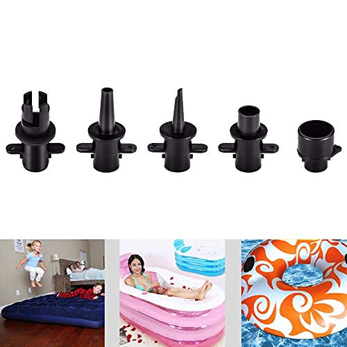 BIBIELF 300W Air Pump 5pcs Nozzles, Plastic Nozzle Pump Nozzle Head Air Inflator Adaptor Replacement Nozzles,5 Sizes